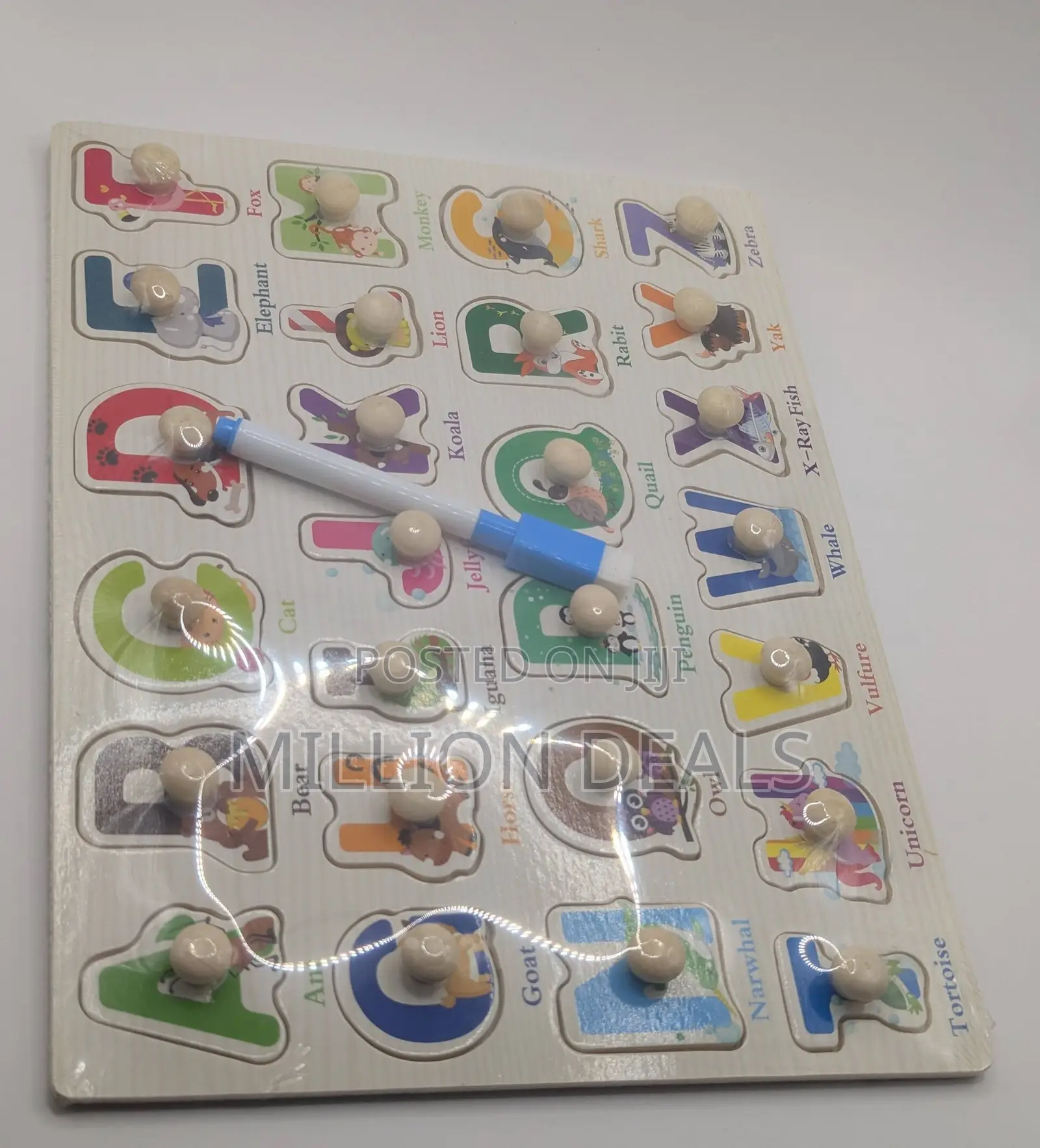 Wood Peg Puzzle Abc Educational Kids Toy Ages 4+