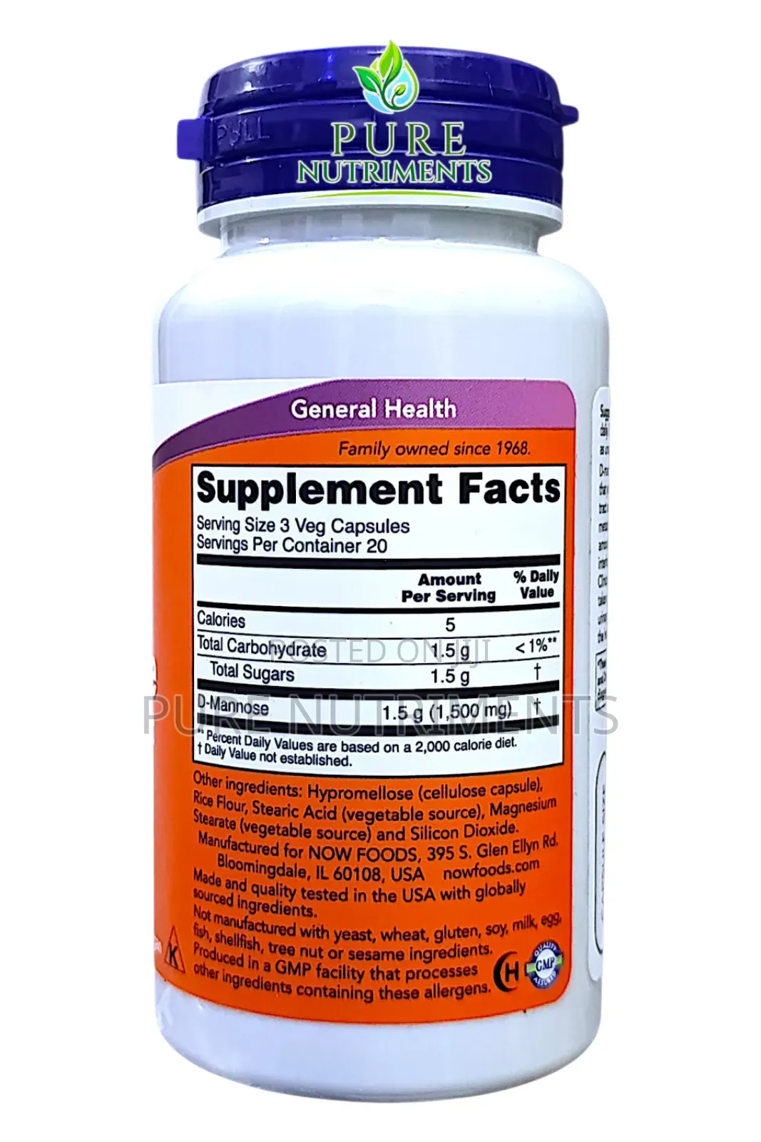 Now D-Mannose 60 Capsules for Urinary Tract Support