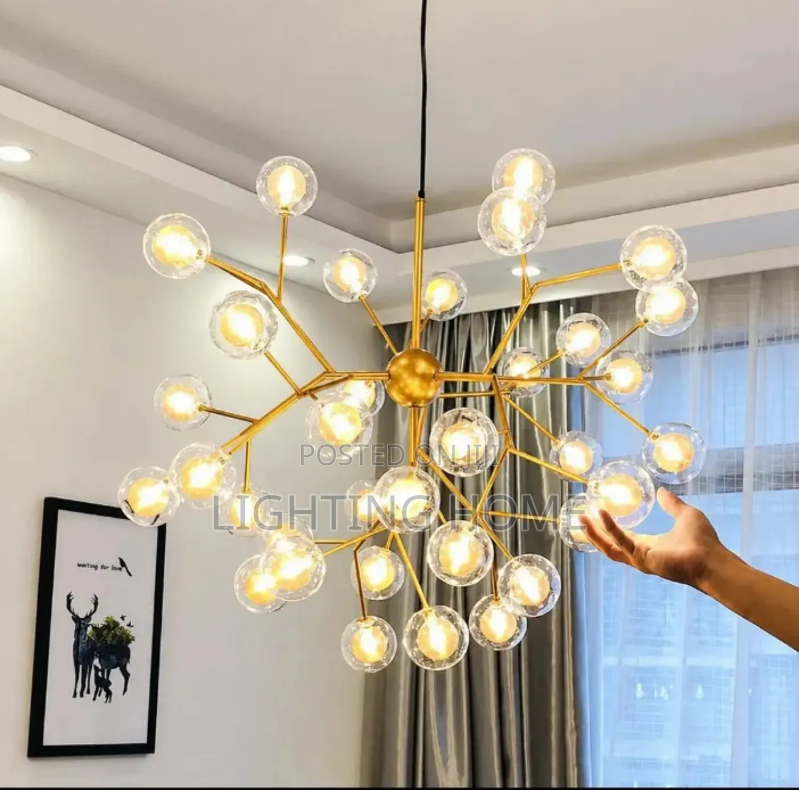 Led Chandelier Light Gold Body by 27 Glass