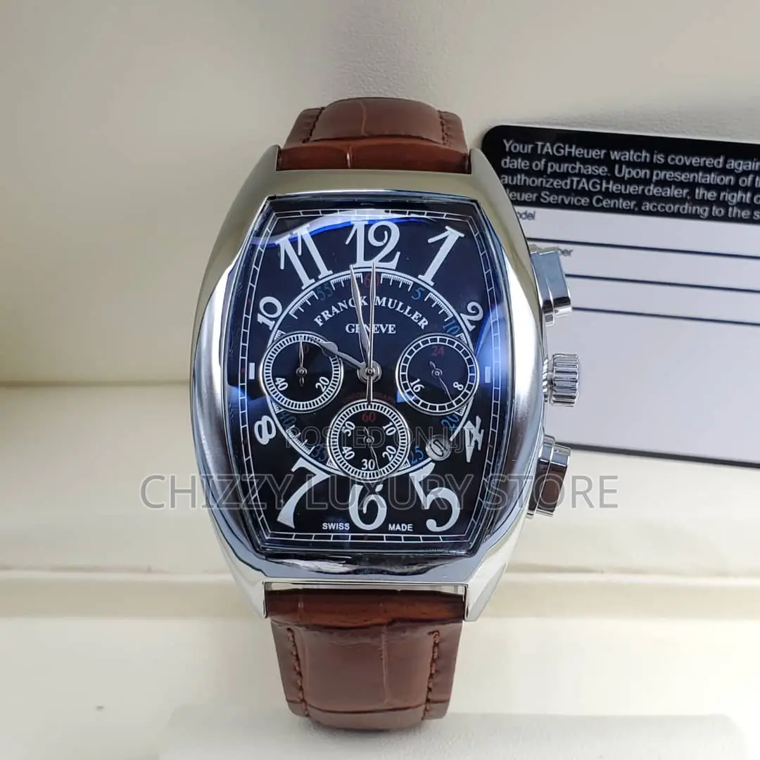 Franck Muller Quality Luxury Men Genuine Leather Wristwatch