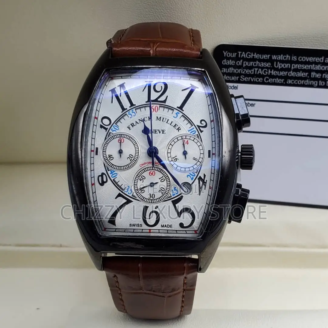 Franck Muller Quality Luxury Men Genuine Leather Wristwatch