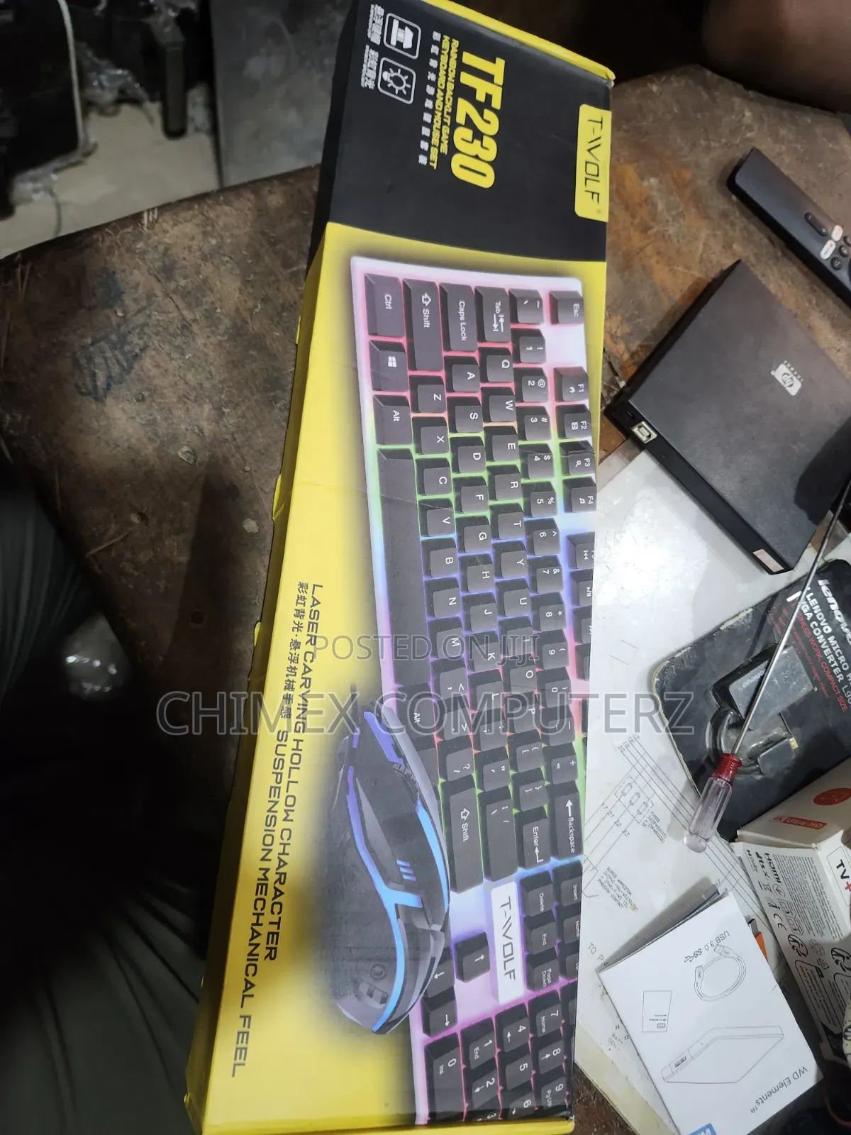 T-Wolf Tf230 Wired Rainbow Backlit Gaming Keyboard and Mouse Combo Set