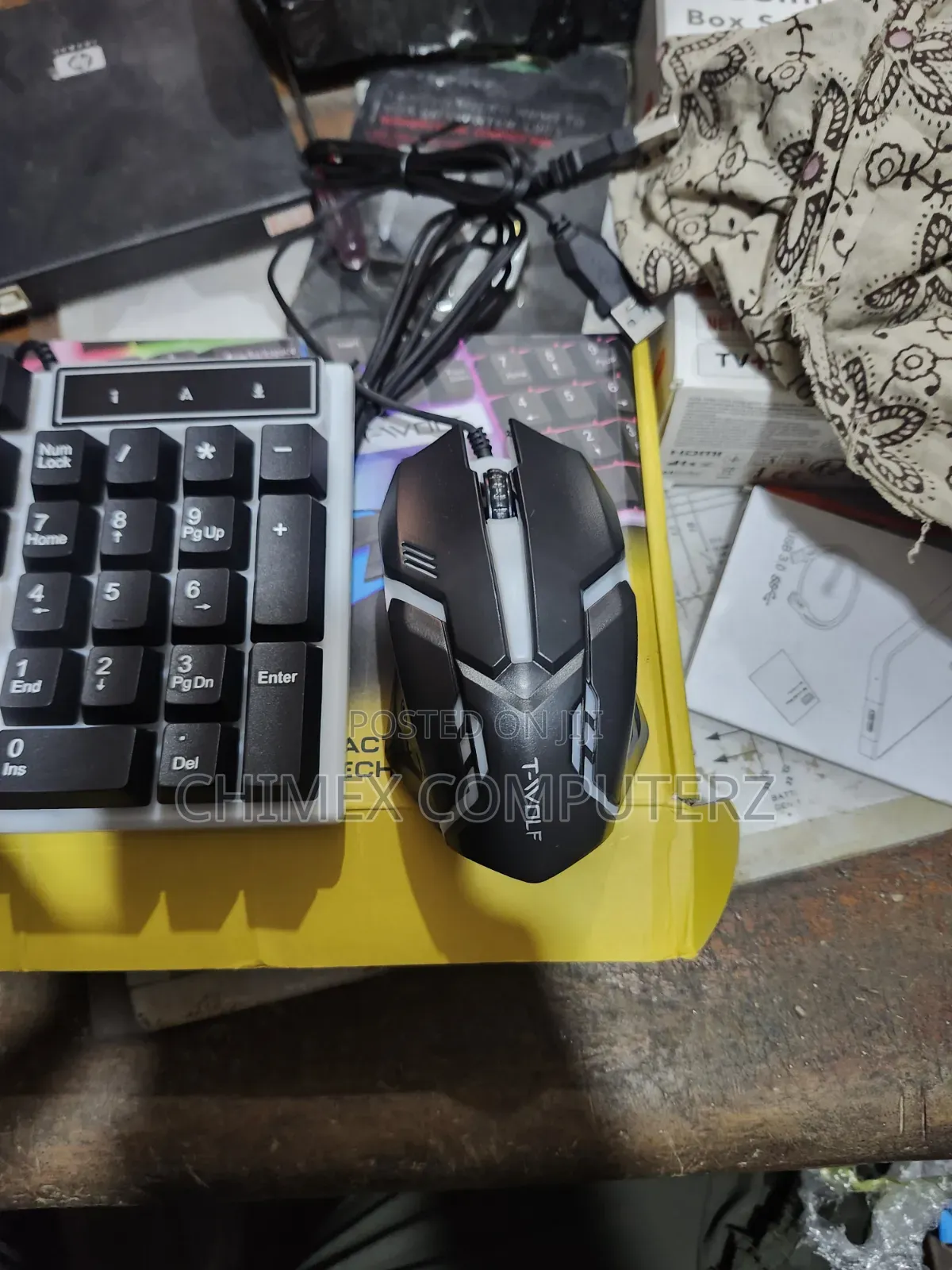 T-Wolf Tf230 Wired Rainbow Backlit Gaming Keyboard and Mouse Combo Set