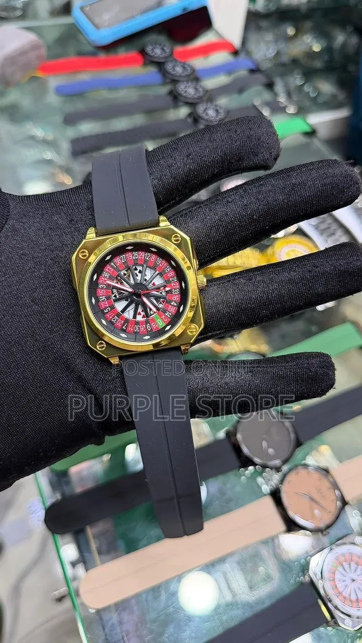 Rotating Dial Magnetic Lock Rubber Strap Watch
