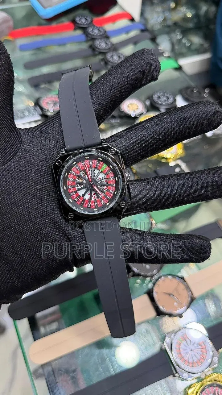 Rotating Dial Magnetic Lock Rubber Strap Watch