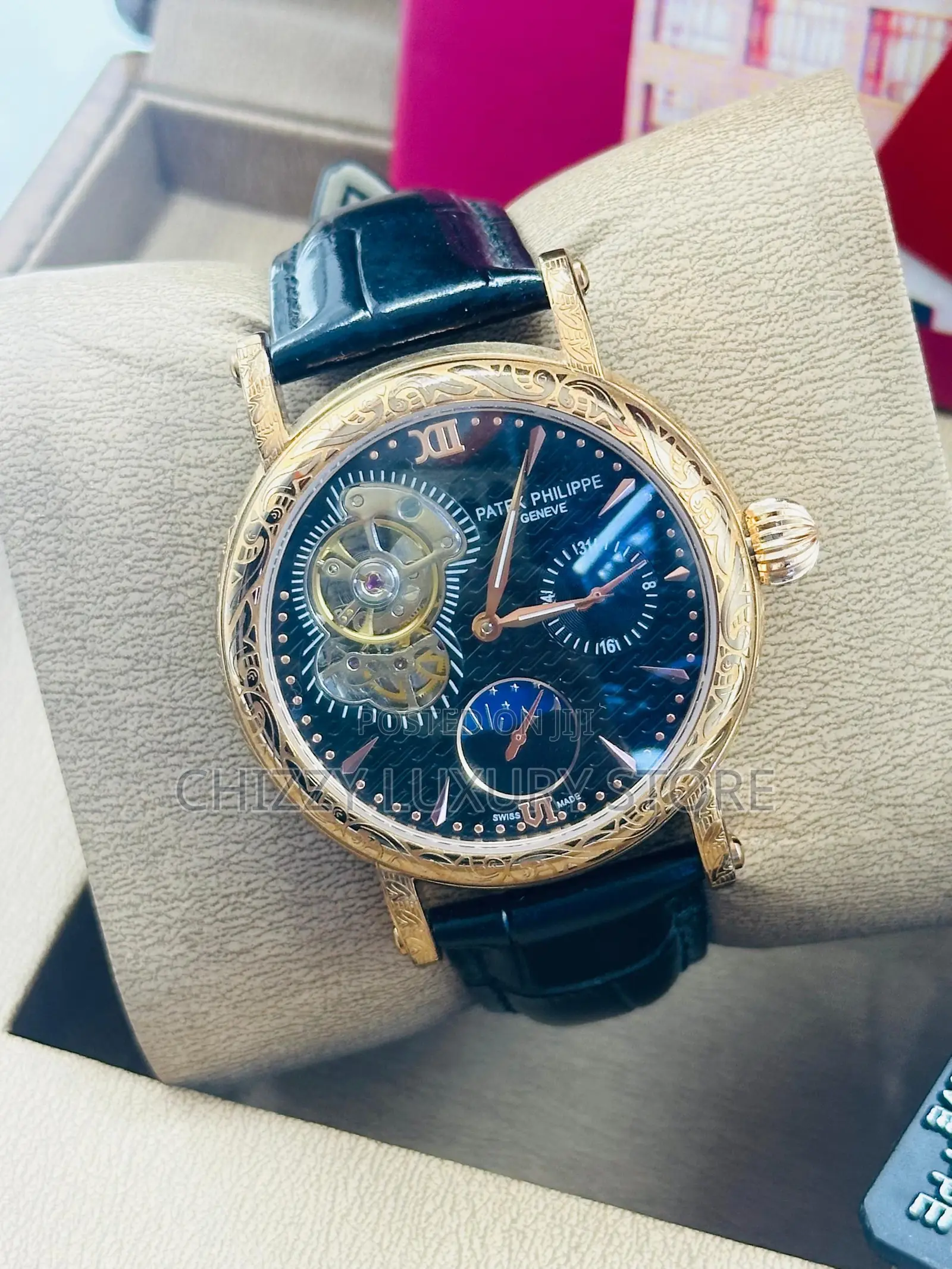 Patek Philippe Quality Luxury Men Genuine Leather Wristwatch