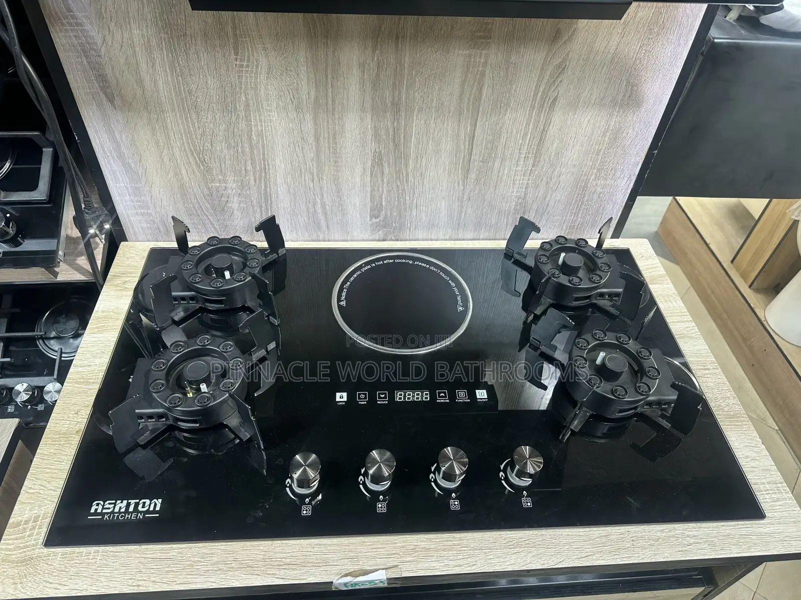 90cm Flip Up Glass Built in 4 in 1 Gas Burner Cooker With Timer