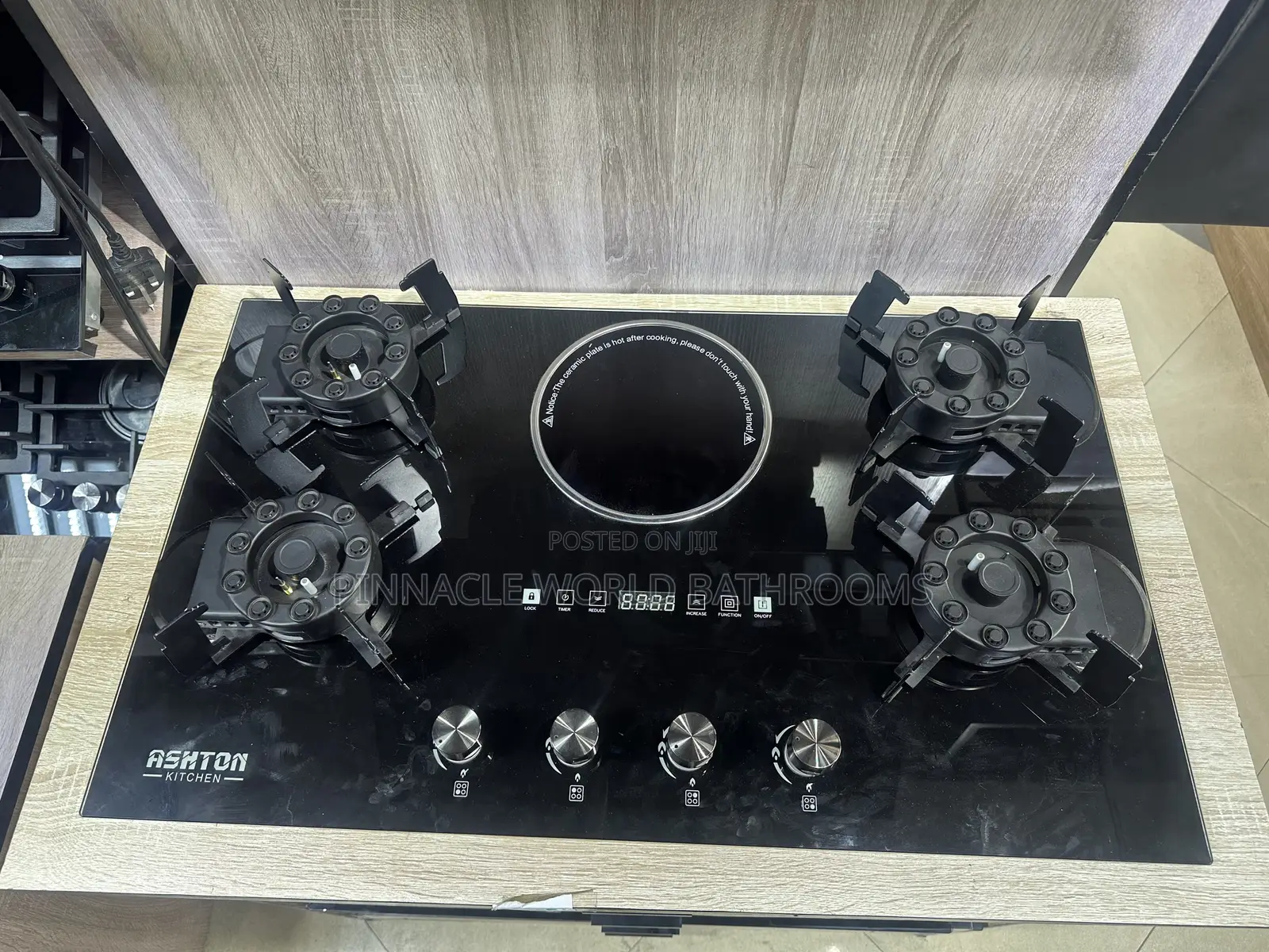 90cm Flip Up Glass Built in 4 in 1 Gas Burner Cooker With Timer