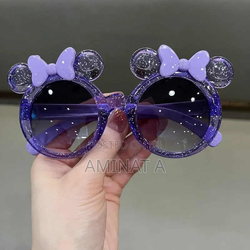 Girls Glittery Mickey Mouse Cute Sunglasses (Purple)