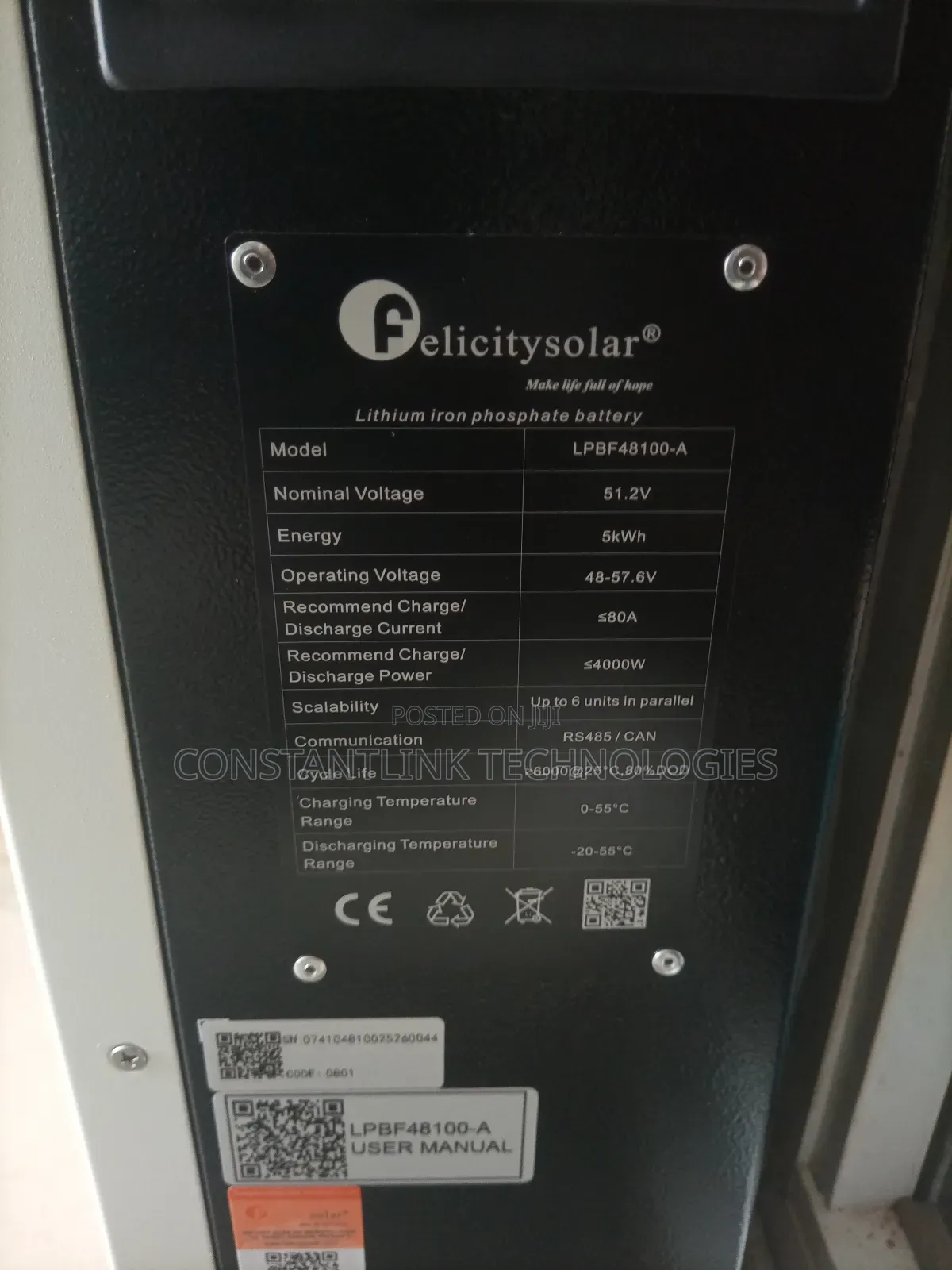 Felicity Solar 51.2v 5kwh 100ah Lithium Ion Battery