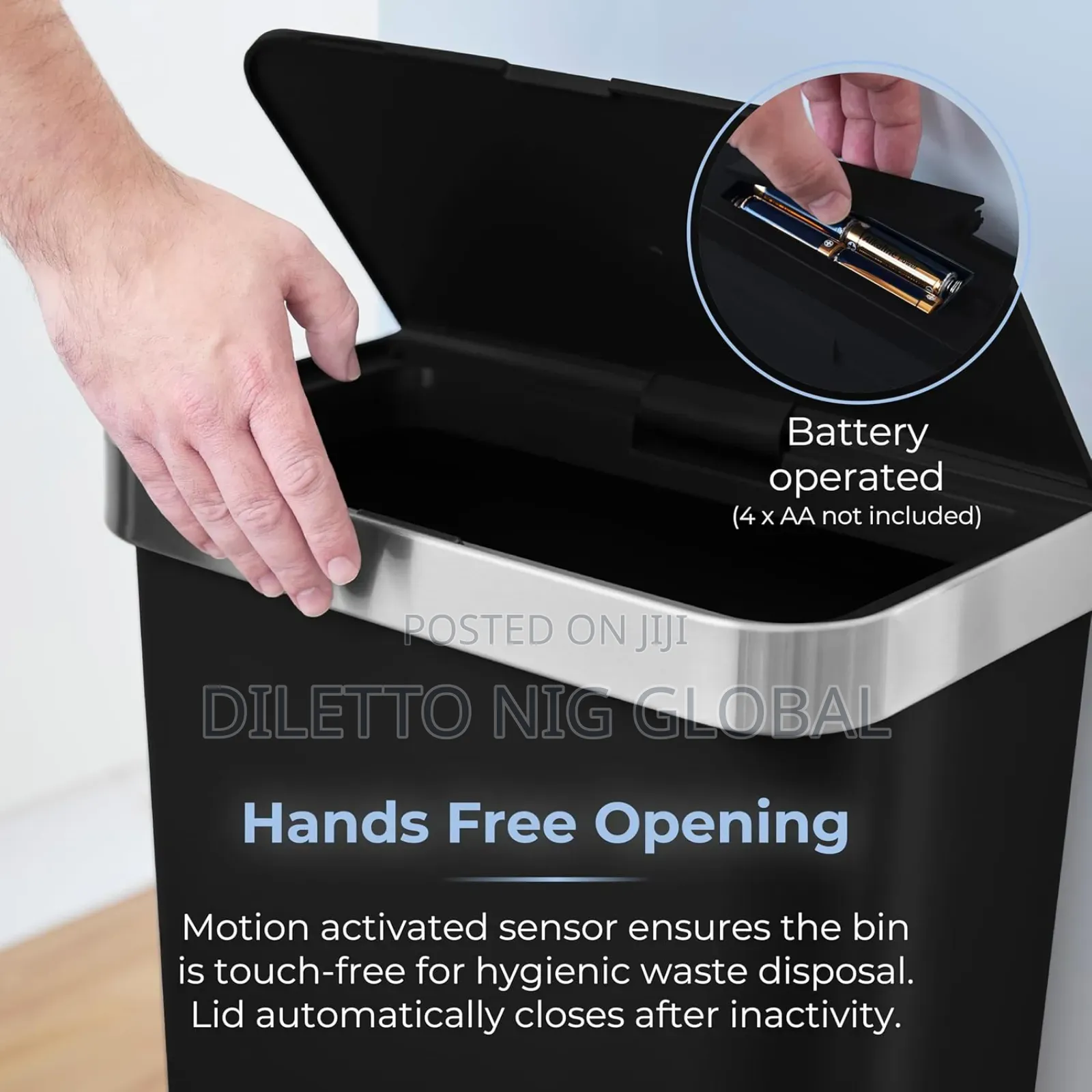 Tower 50l Sensor Bin With Bin Liner Retainer Ring, 50l