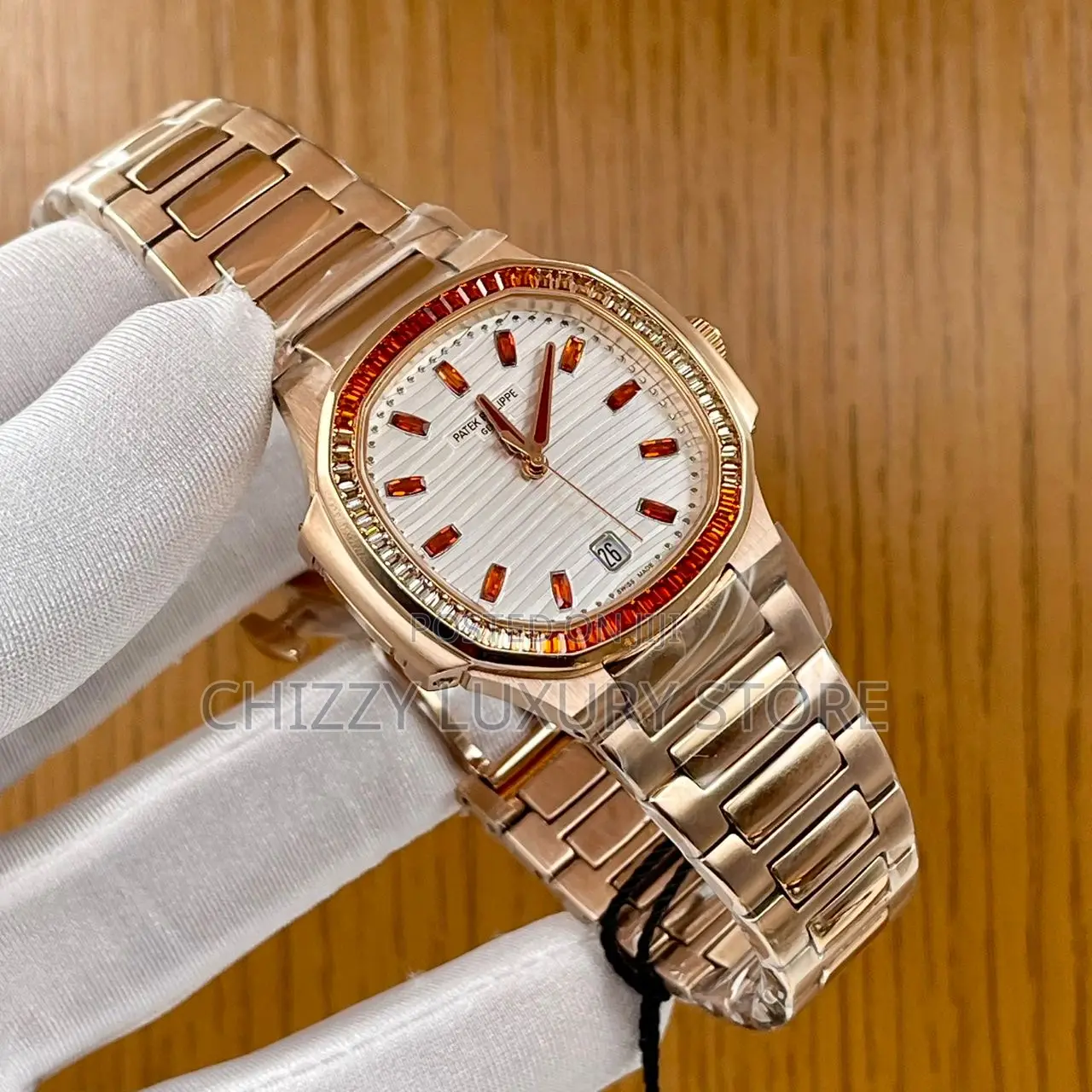 Patek Philippe W Quality Luxury Ladies Iced Face Wristwatch