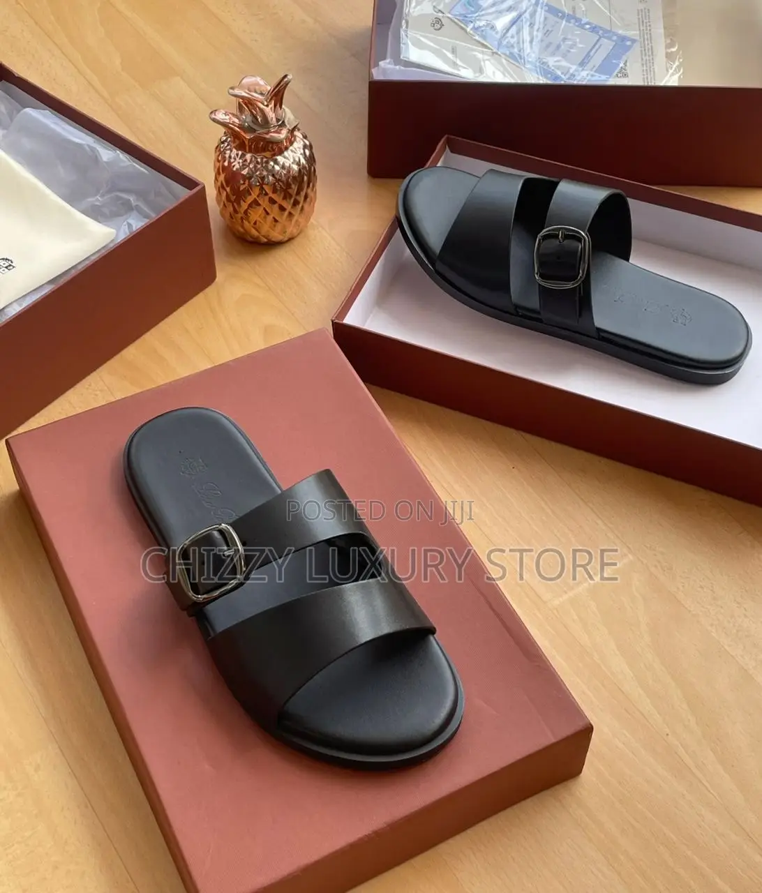 Loro Piana Quality Luxury Men Genuine Leather Slippers