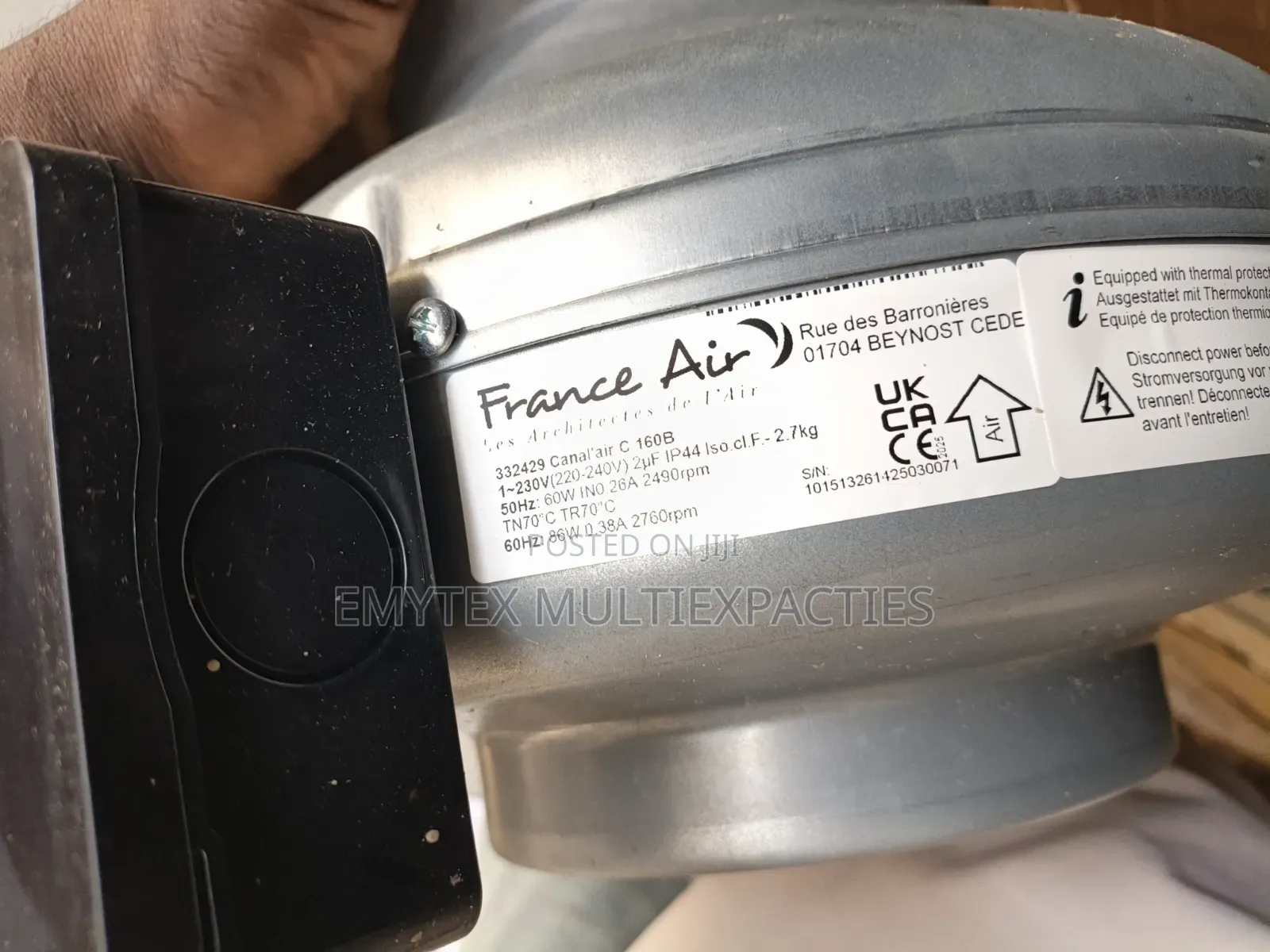 France Air Inline Duct Fan 160b 6inches