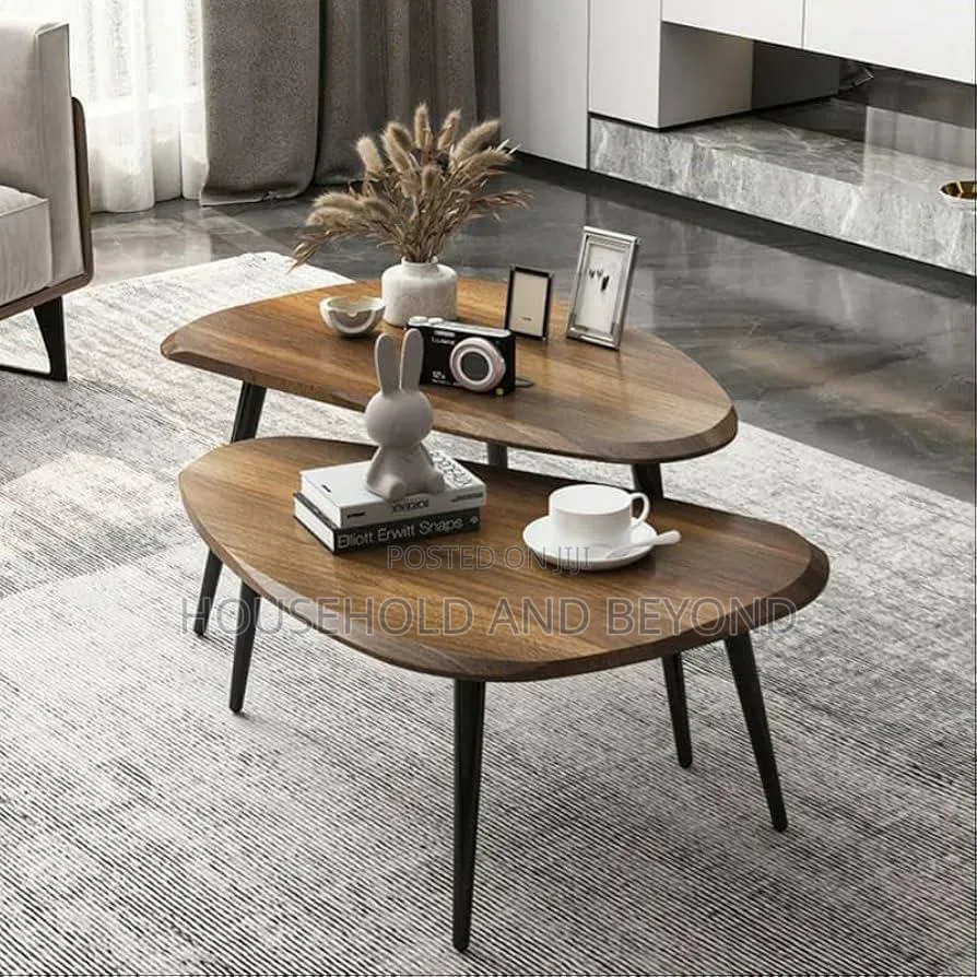 2pcs Luxury Crafted Wood Center Table