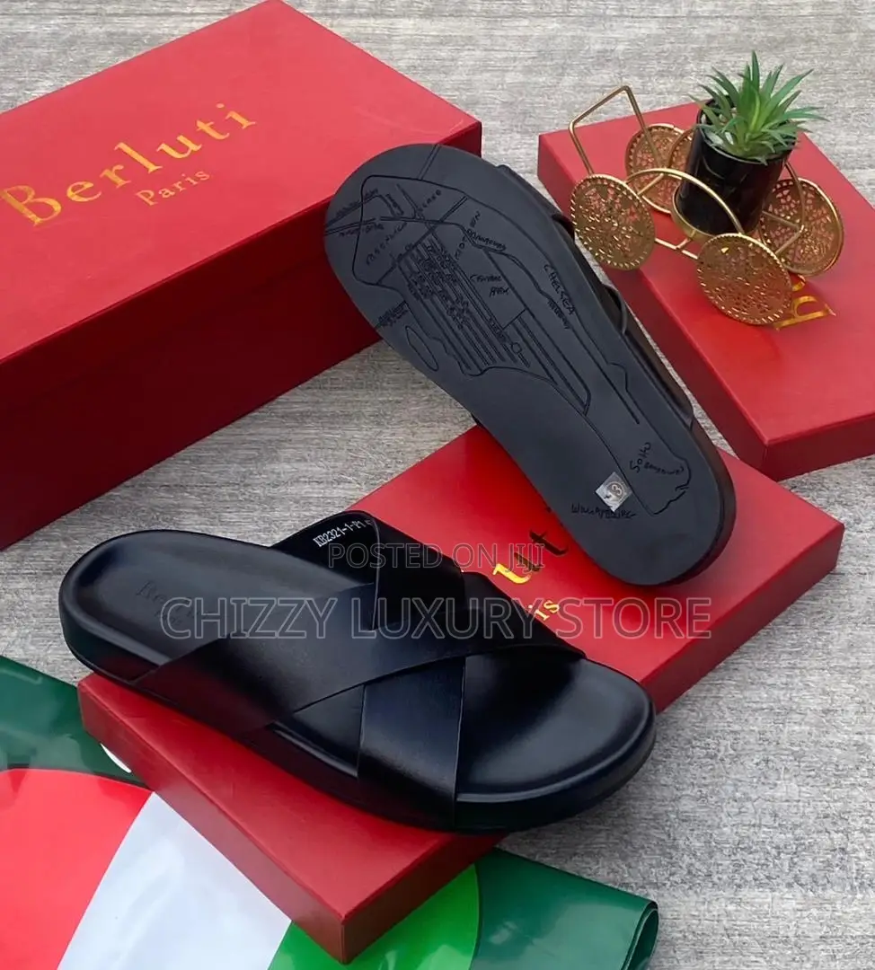 Berluti Quality Luxury Men Genuine Leather Pams