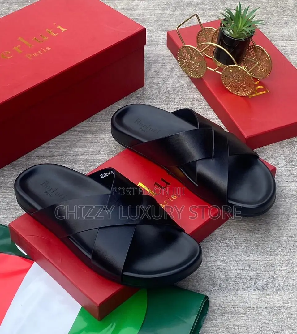 Berluti Quality Luxury Men Genuine Leather Pams
