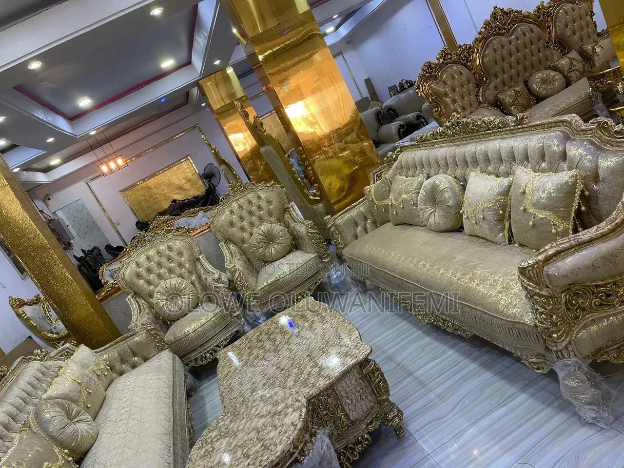 Luxury Egyptian Royal Chairs With Table