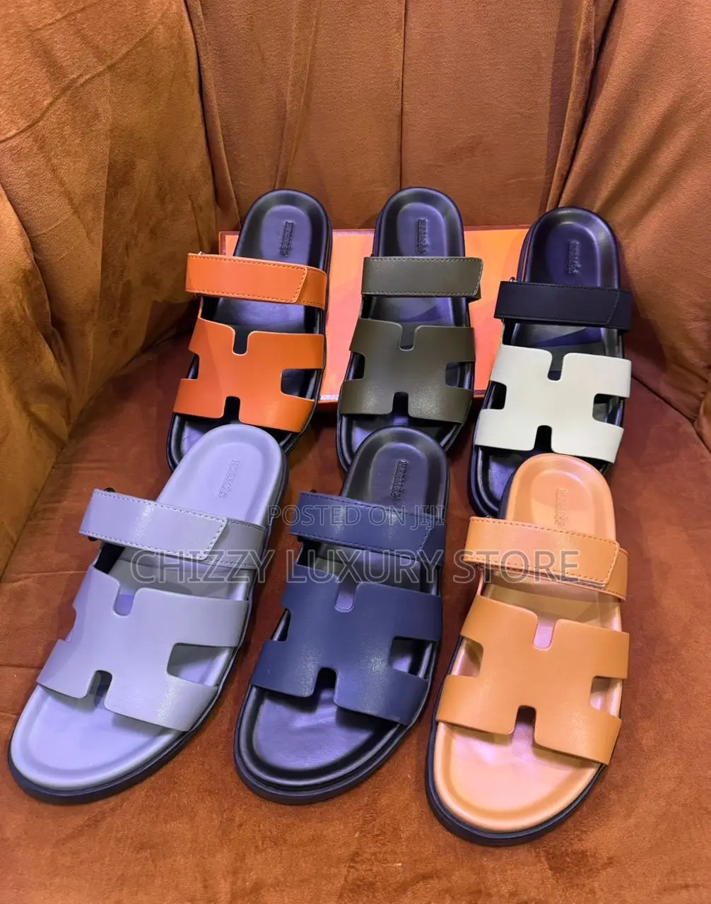 Hermes Quality Luxury Men Genuine Leather Sandals