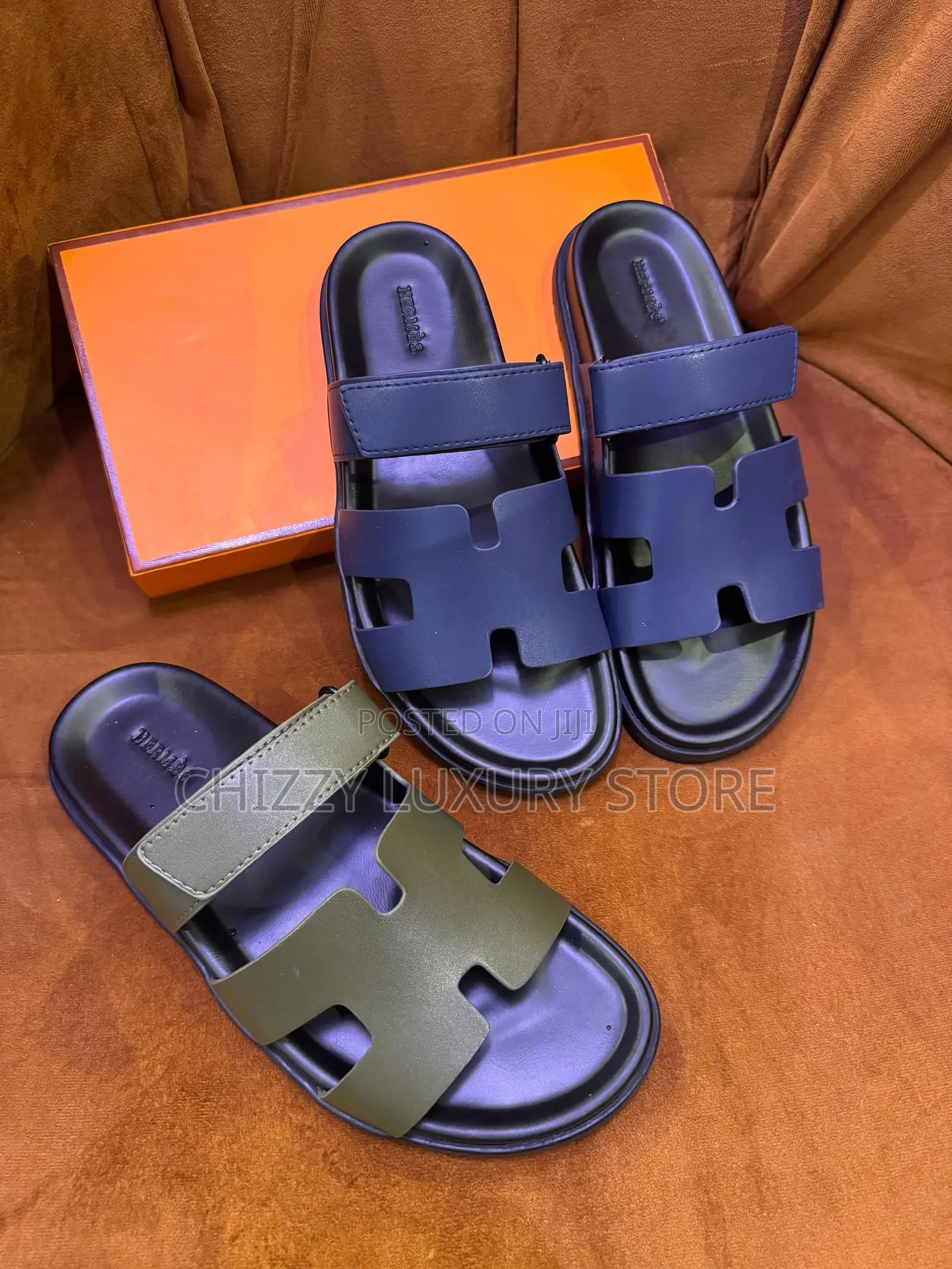 Hermes Quality Luxury Men Genuine Leather Sandals