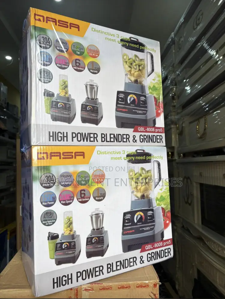 Qasa High Power Blender Grinder QBL-8008 Pro5 - 1500w - 3 Cups Set