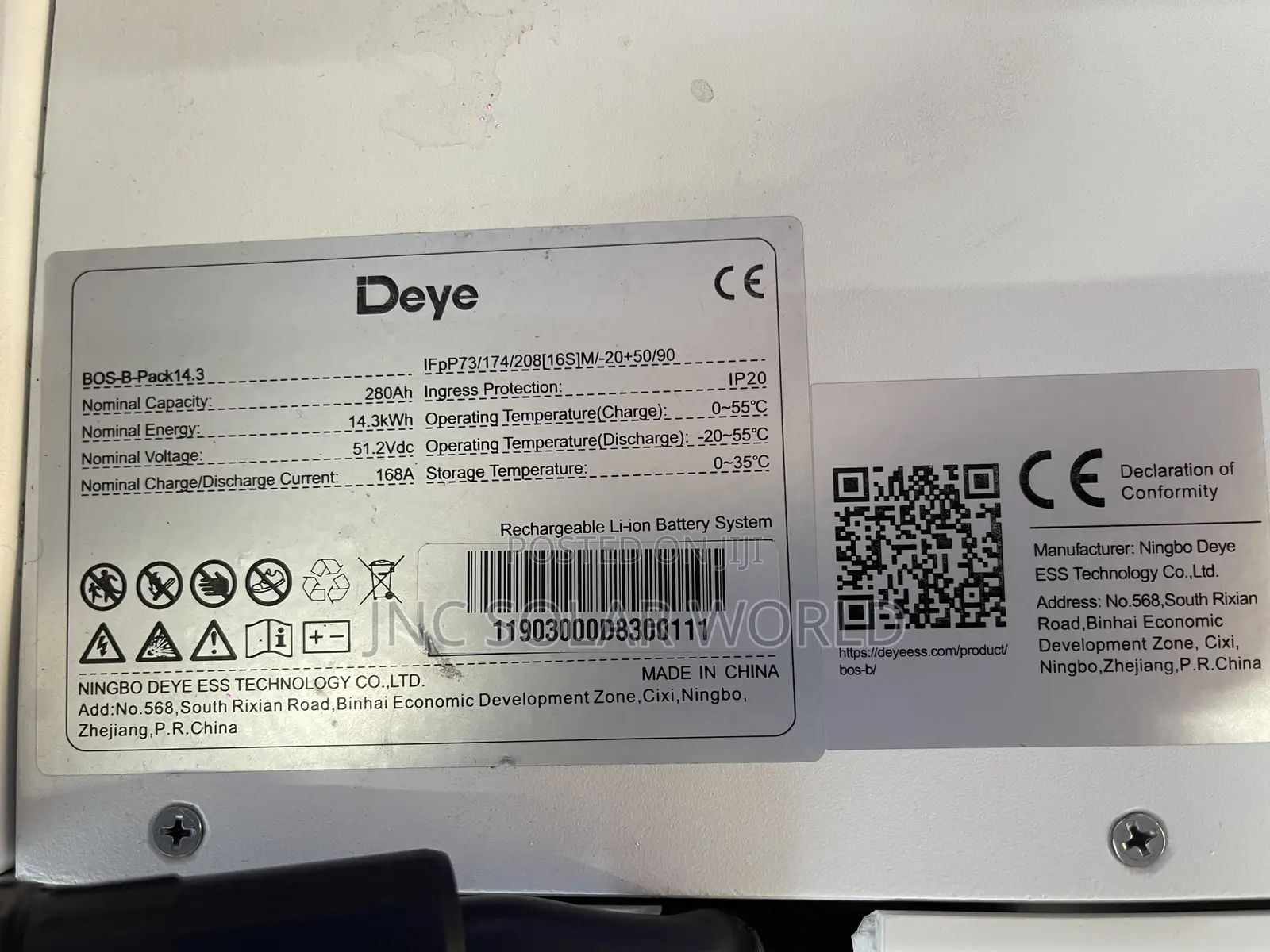 215kwh 700v Lithium Battery Cluster for Solar System (Industrial Use)