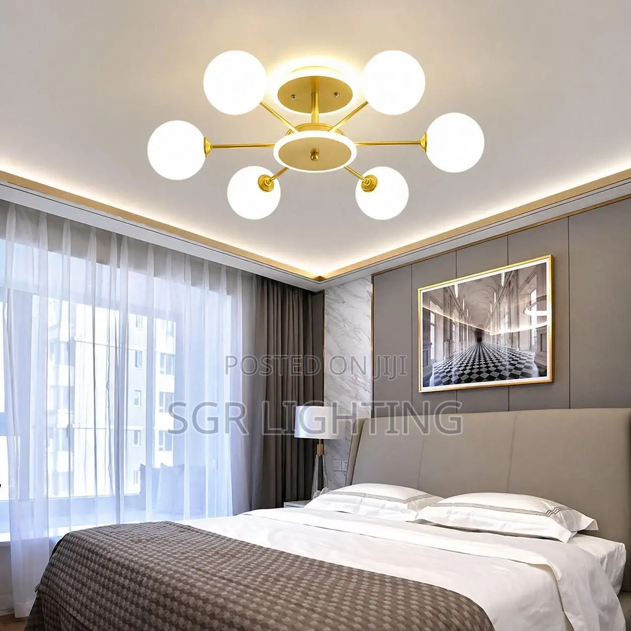 Modern Nordic Style Copper Design Led Chandelier for Living Room