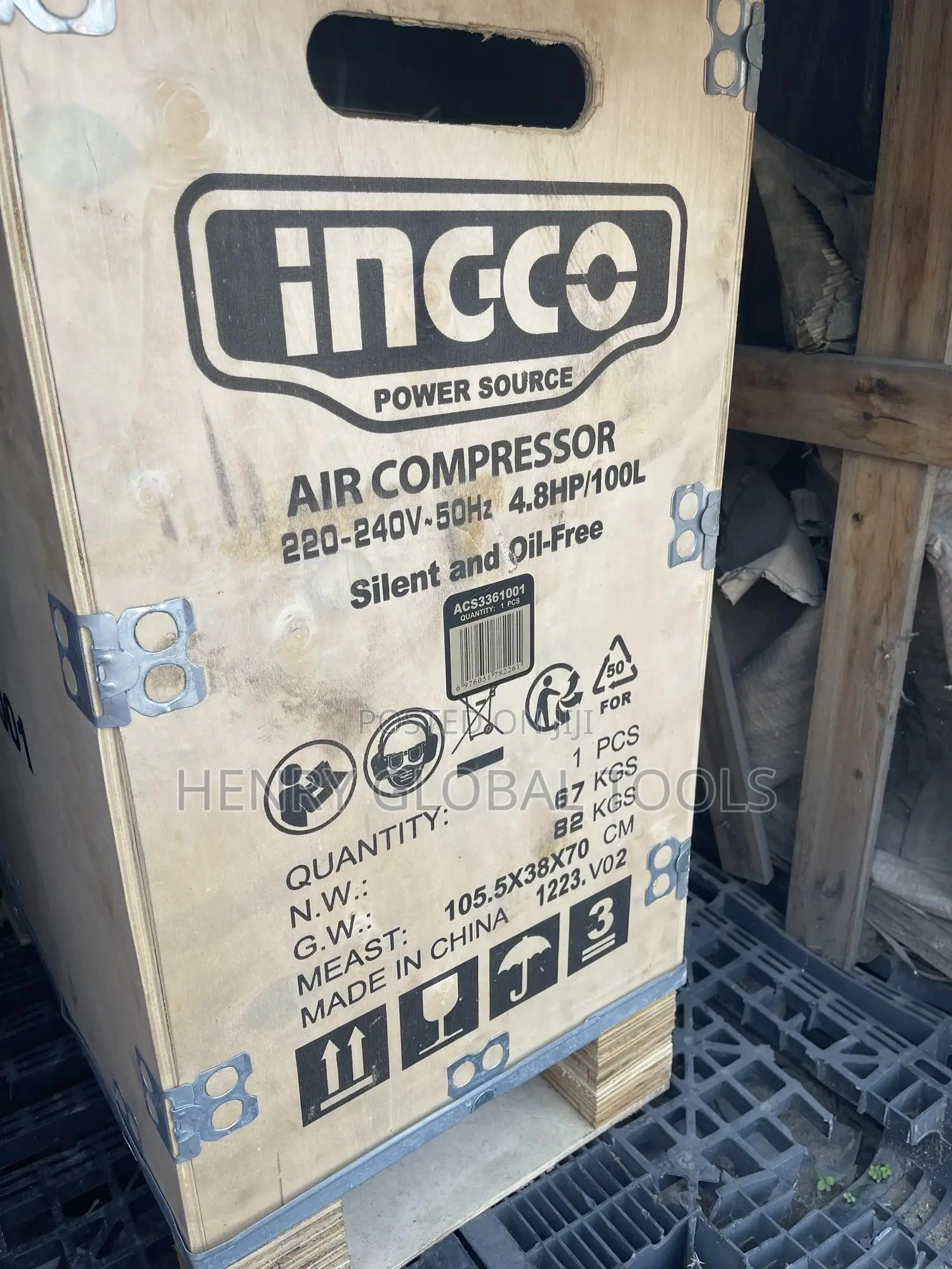 100litres Silent Oilless Ingco Air Compressor Machine
