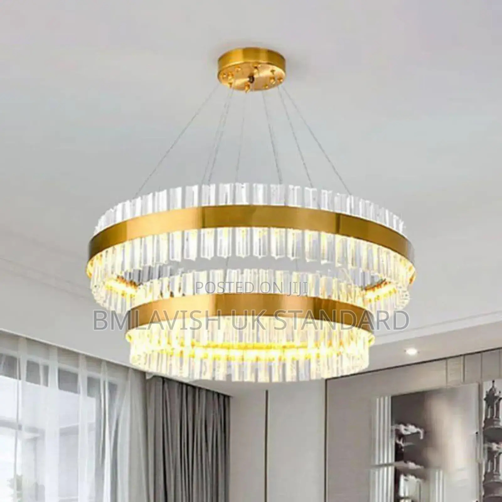 Gold White Round Crystal Led Chandelier