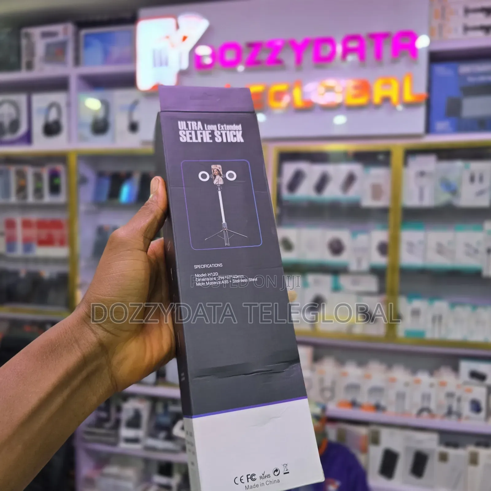 H12d Ultra Long Extended Selfie Stick With Dual Ring Lights