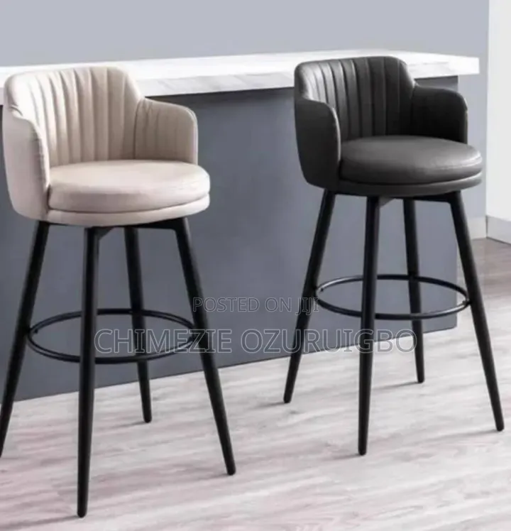 Yellow, Black, Cream, Grey Coloured Leather Padded Bar Stools