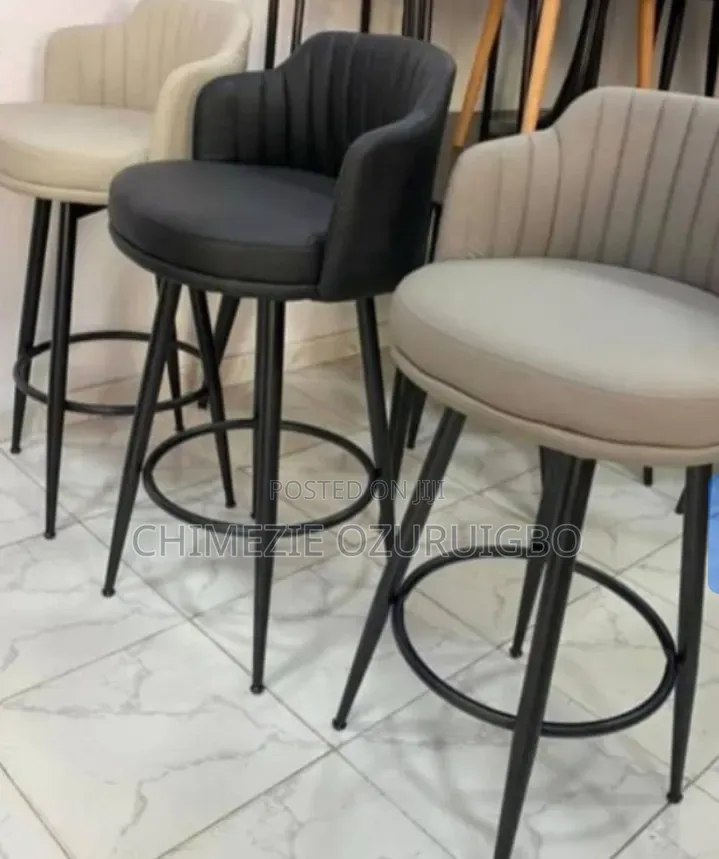 Yellow, Black, Cream, Grey Coloured Leather Padded Bar Stools