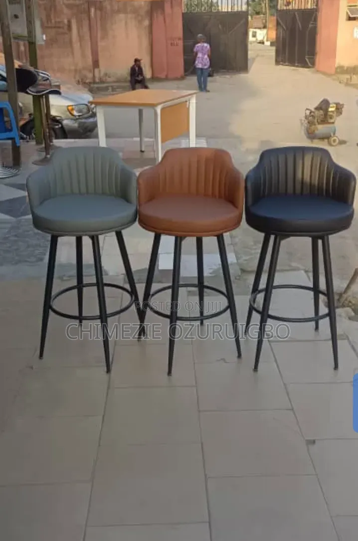 Yellow, Black, Cream, Grey Coloured Leather Padded Bar Stools
