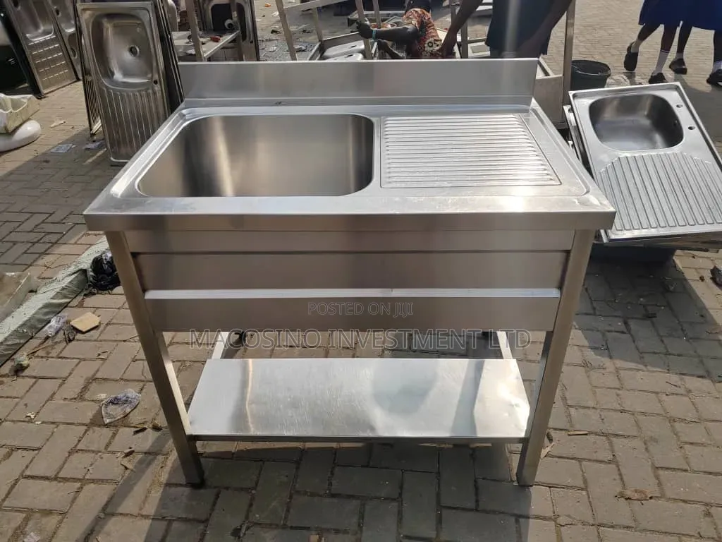 Commercial Stainless Steel Single Bowl Sink With Drainboard and Stand