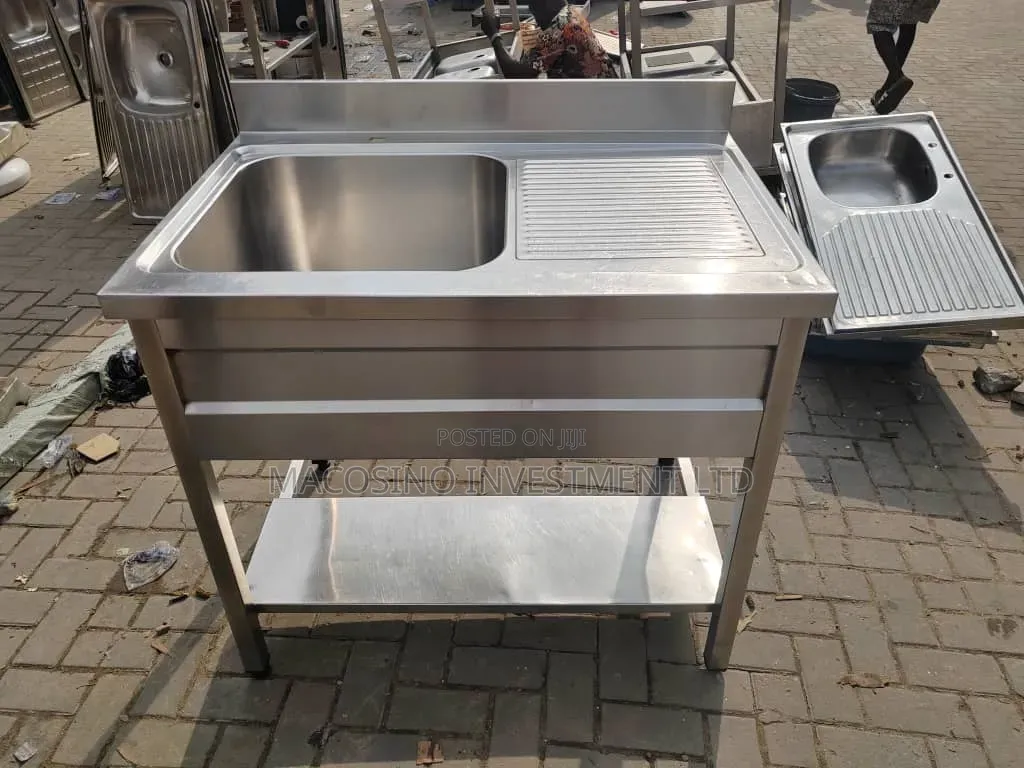 Commercial Stainless Steel Single Bowl Sink With Drainboard and Stand