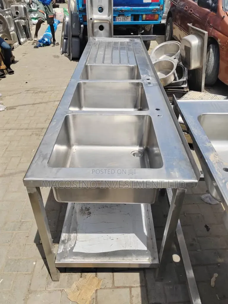 Commercial Stainless Steel Triple Bowl Sink Unit