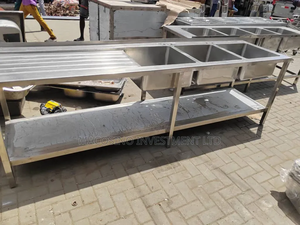 Commercial Stainless Steel Triple Bowl Sink Unit