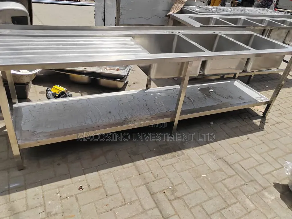 Commercial Stainless Steel Triple Bowl Sink Unit