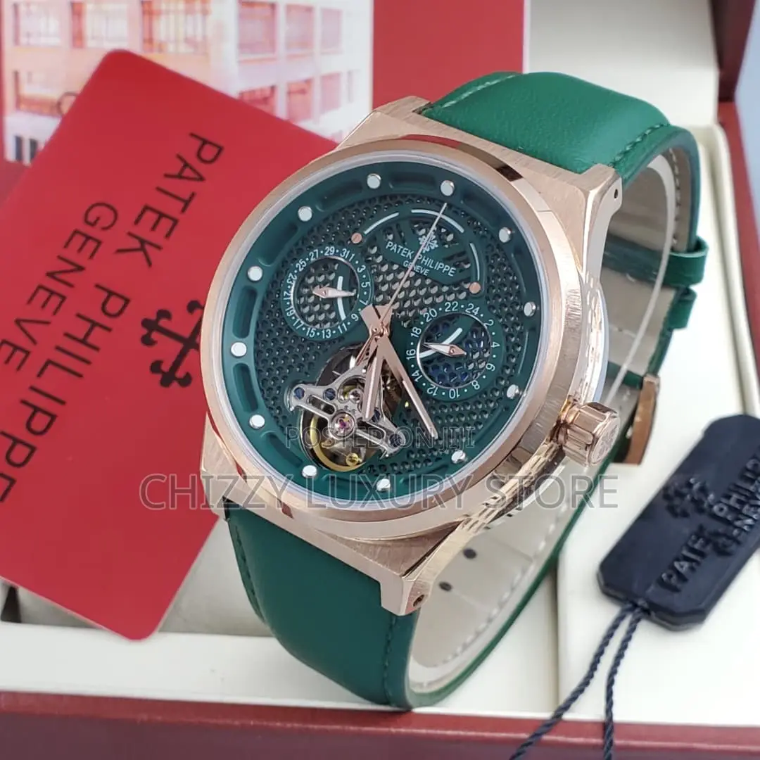 Patek Philippe Quality Luxury Men Genuine Leather Wristwatch