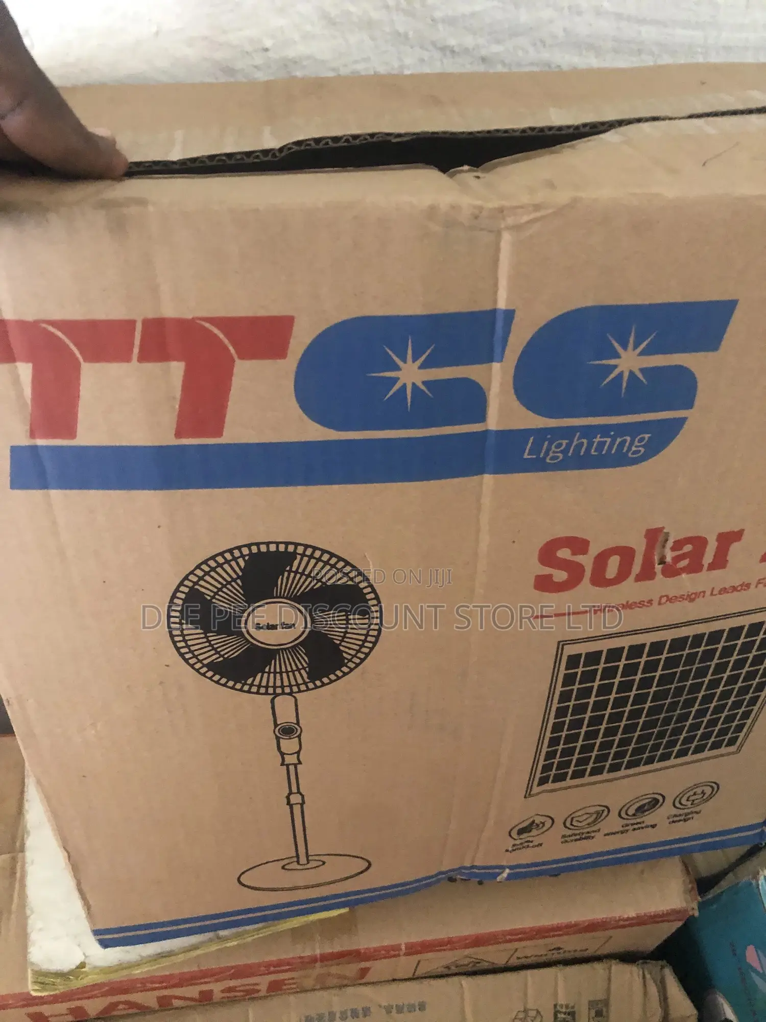 TTCC 16” Solar Rechargeable Inverter Fan With Solar Panel and Led Bulb