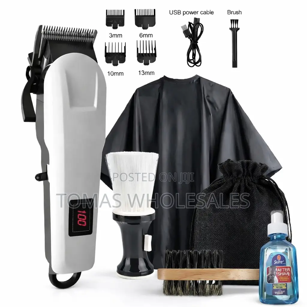 Professional Rechargeable Hair Clipper Kit – 12-piece Barber Set