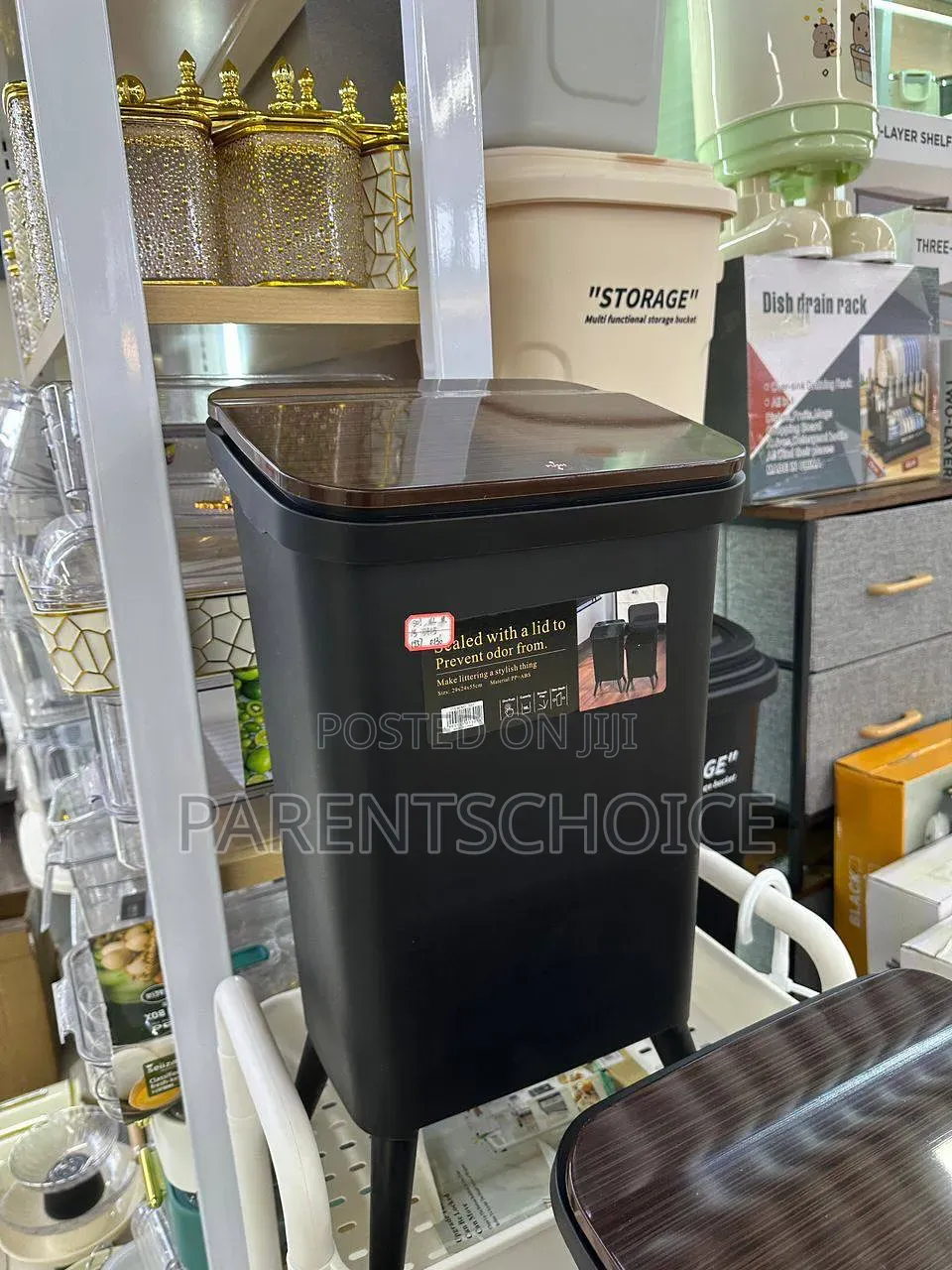 Black Trash Can With Legs 12l /15l White/Black Color