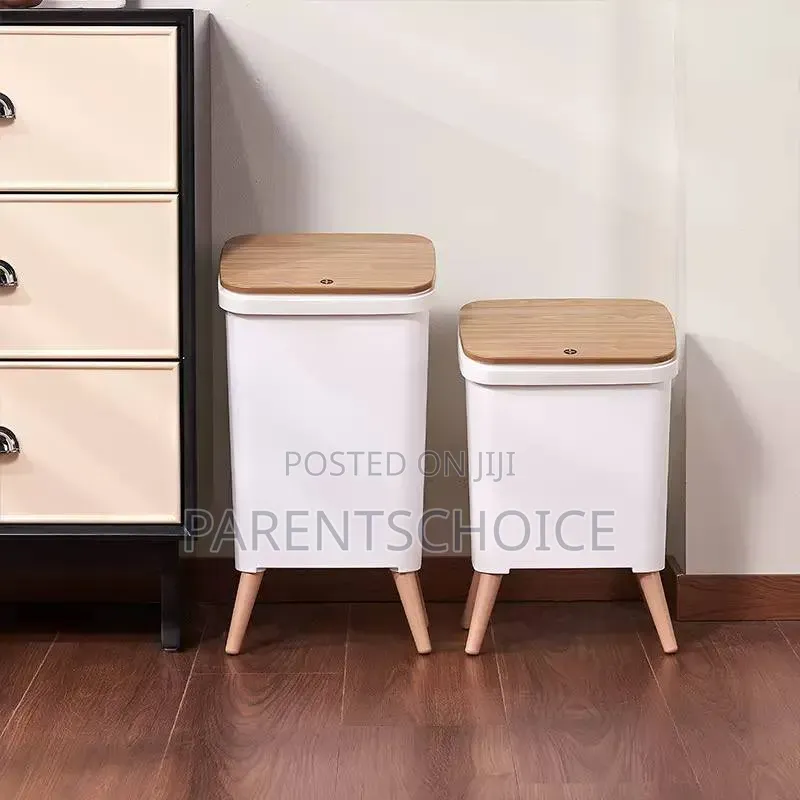 Black Trash Can With Legs 12l /15l White/Black Color