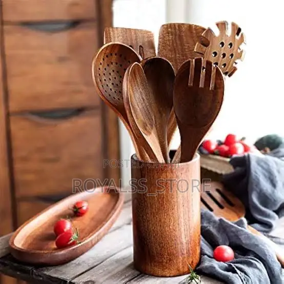 6pcs Natural Wooden Cooking Utensil Set Cooking Spoon Set