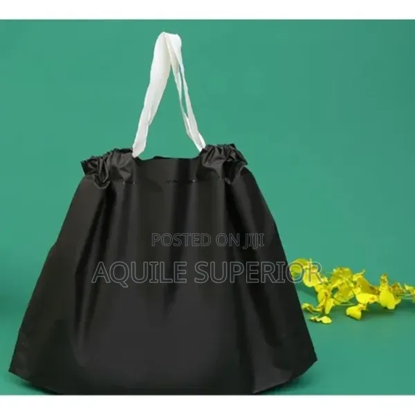 Black Large Drawstring Bag for Shopping -17.5x20inches- (No Printing)