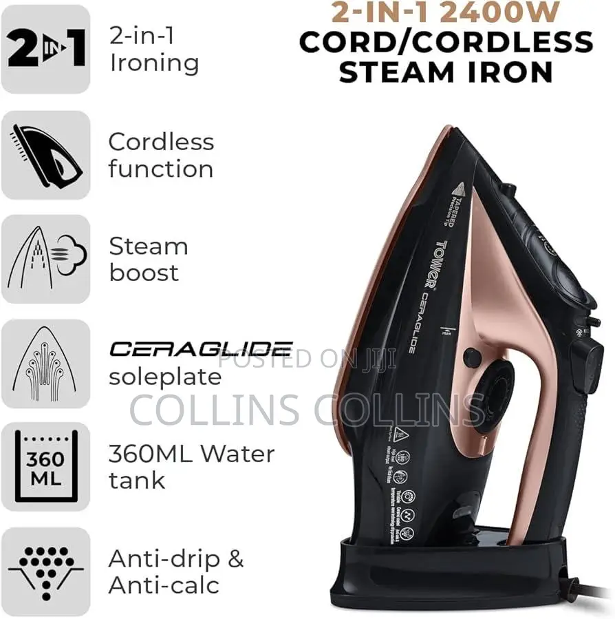 Tower T22008rg Ceraglide Cordless Steam Iron