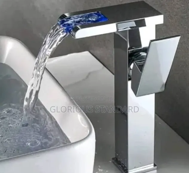 Black and Chrome Waterfall Mixer With Light Pleasure