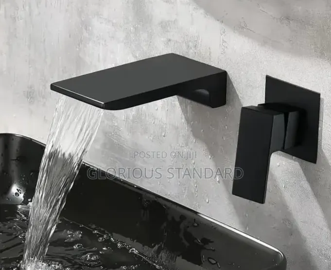 Black Flat Square Conduit Bath Mixer