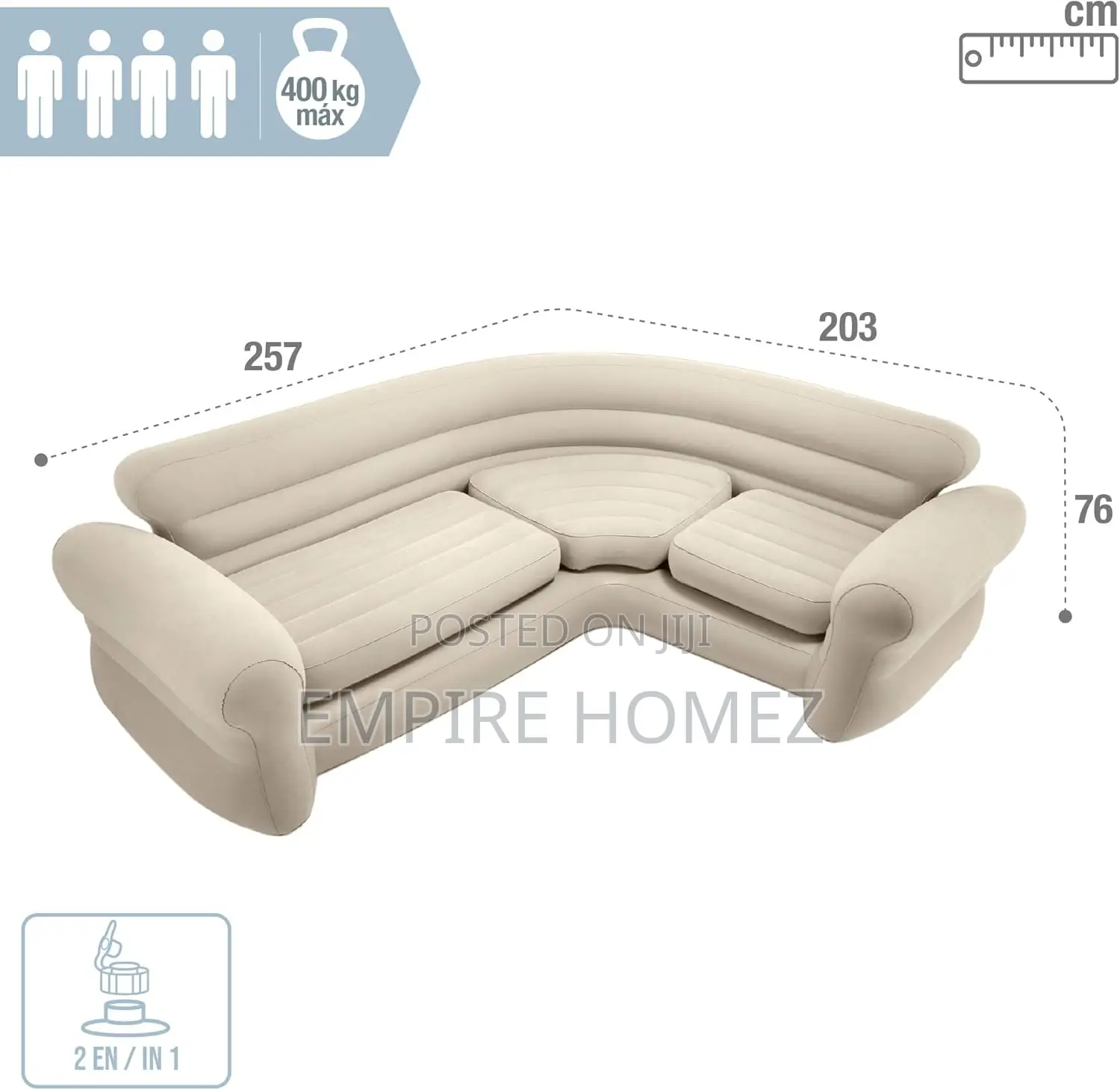Inflatable Corner Sofa With 4 Person Capacity,