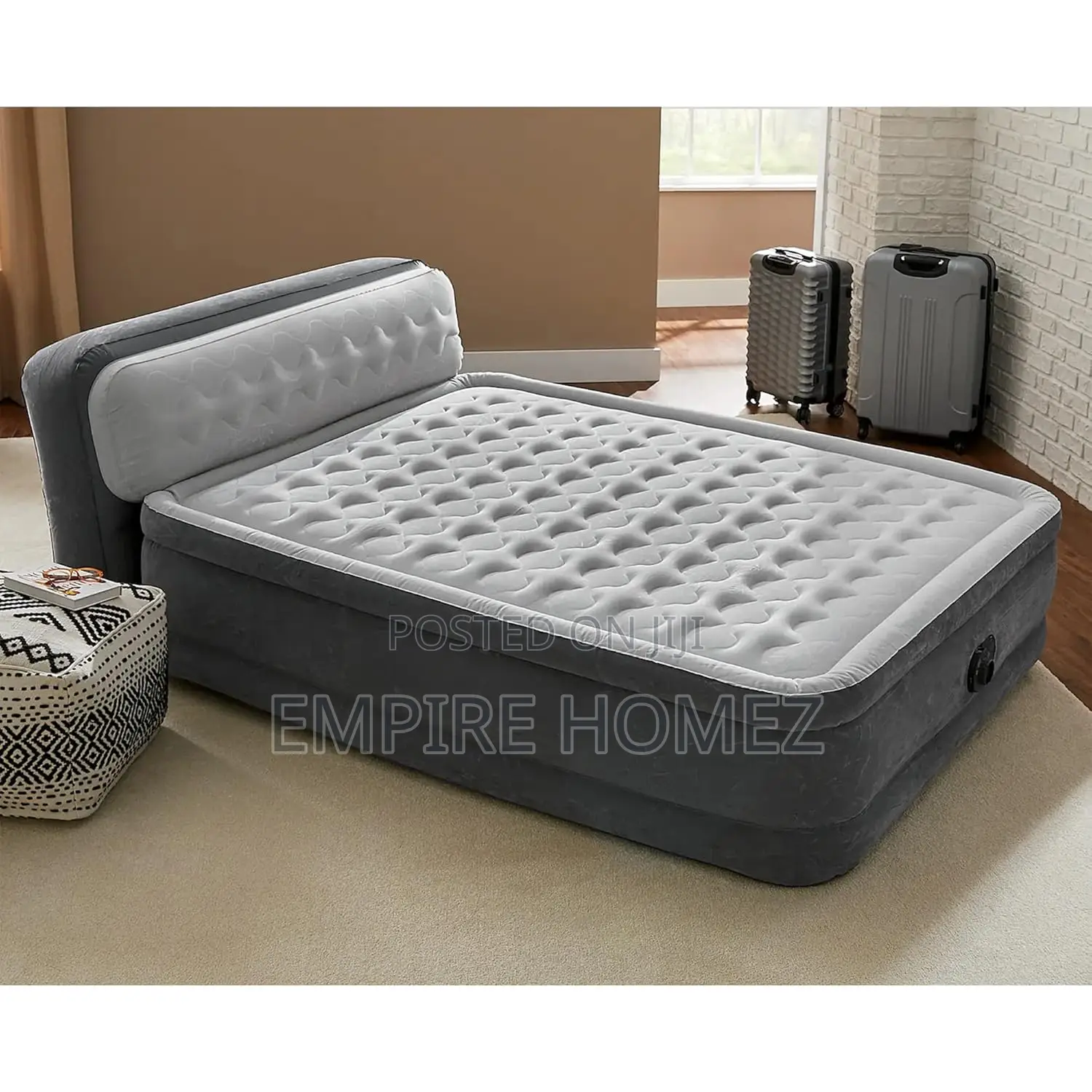 Inflatable Headboard Bed With Inbuilt Electric Pump